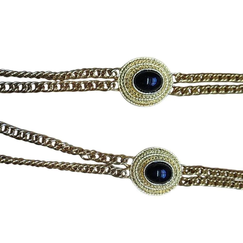 Gold & Black Double Strand Necklace 35